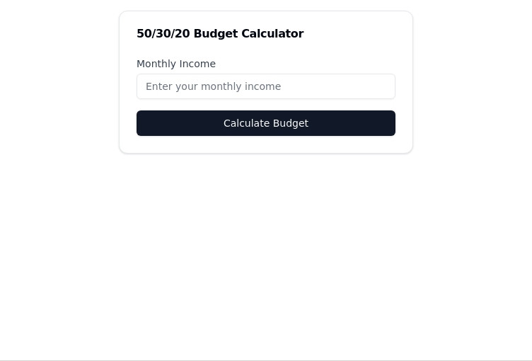 50/30/20 Budget Calculator